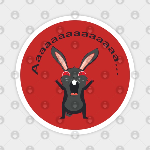 Black rabbit screaming Magnet by AnnArtshock